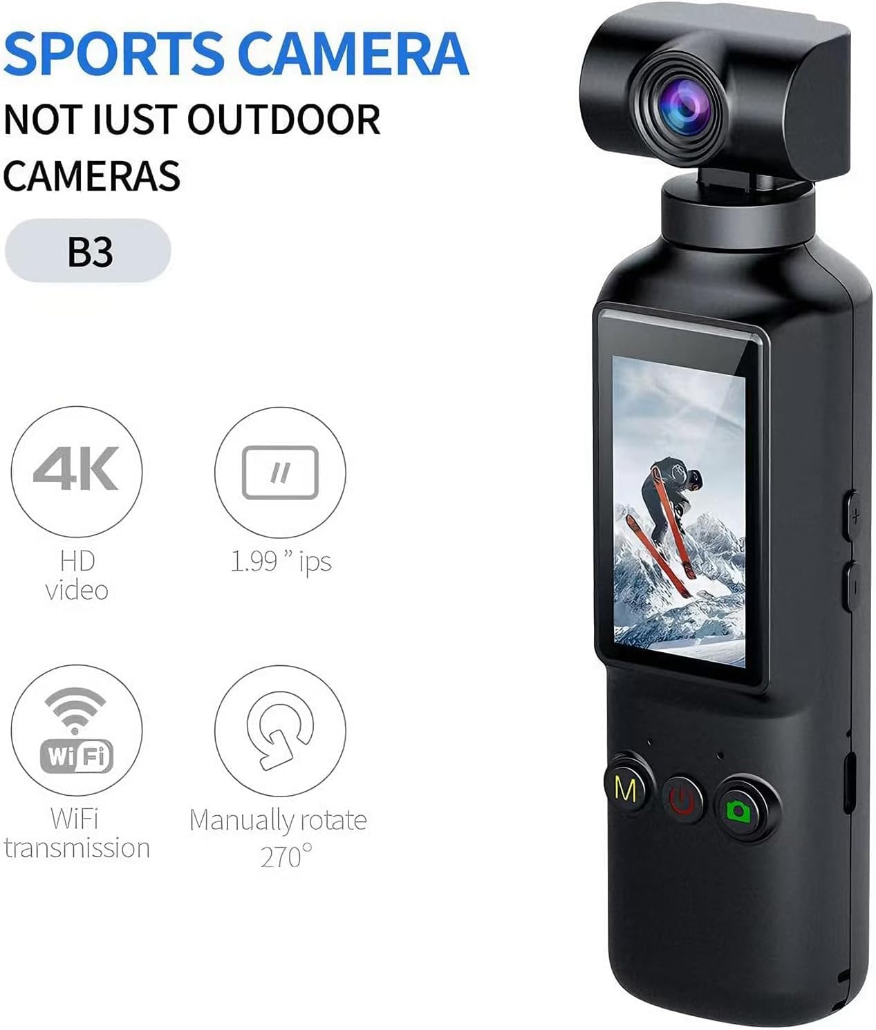 270° Rotatable Anti-Shake Pocket Camera